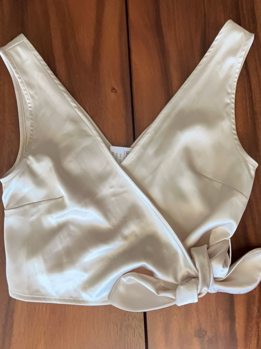 TOPSHOP Satin Ivory Wrap Tank Top with Side Knot